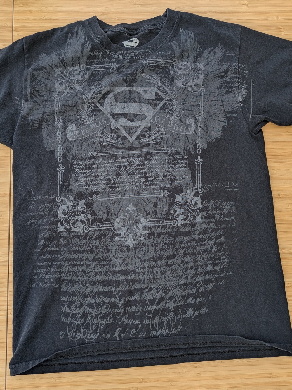 DC Comics Black and Gray Superman Emblem Short Sleeve Tee